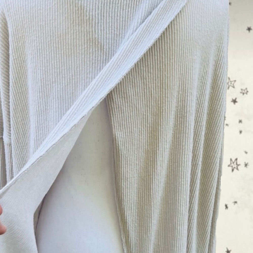 NWOT Free People Cream Ribbed Cowl Neck Oversized Open Back Sweater: Size S - Picture 4 of 6